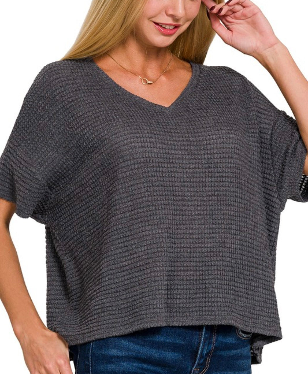 DROP SHOULDER SHORT SLEEVE
SWEATER