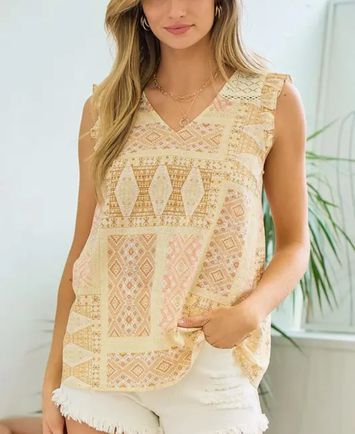 Contrast v neck top