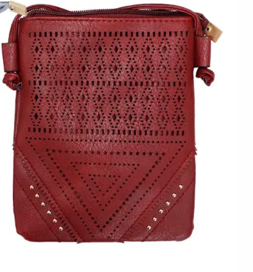Boho Triangle Laser Cut
Faux Leather Crossbody Bag