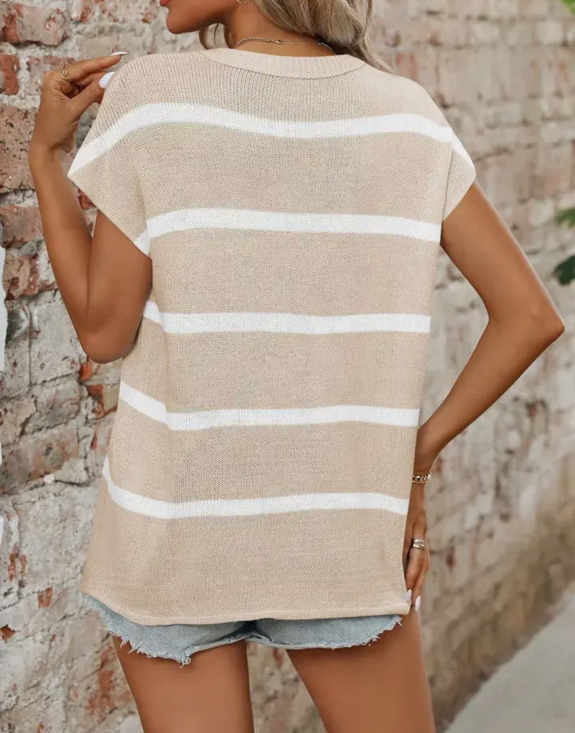 Round Neck Thick
Knit Casual Striped Sweater