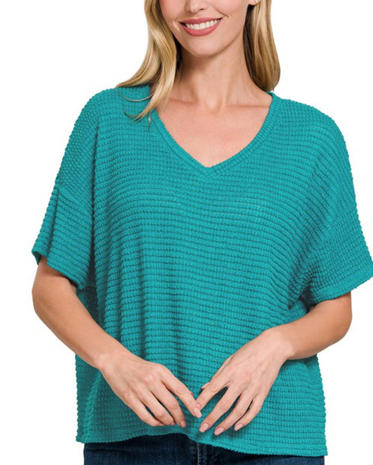 Drop Shoulder Short Sleeve  Sweater