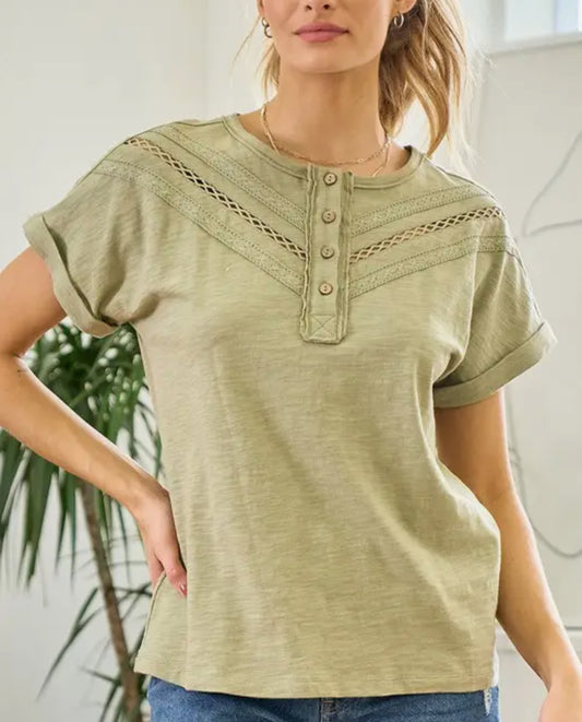 Short Sleeve
Tee with Lace Trim