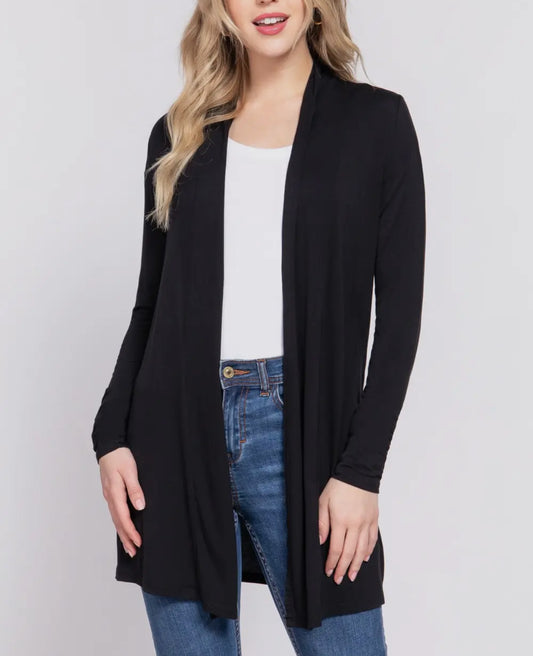 Long Sleeve Front Open
Rayon Jersey Long Cardigan