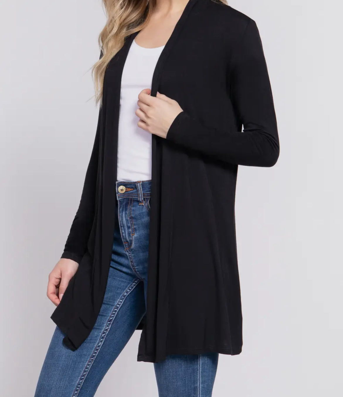 Long Sleeve Front Open
Rayon Jersey Long Cardigan